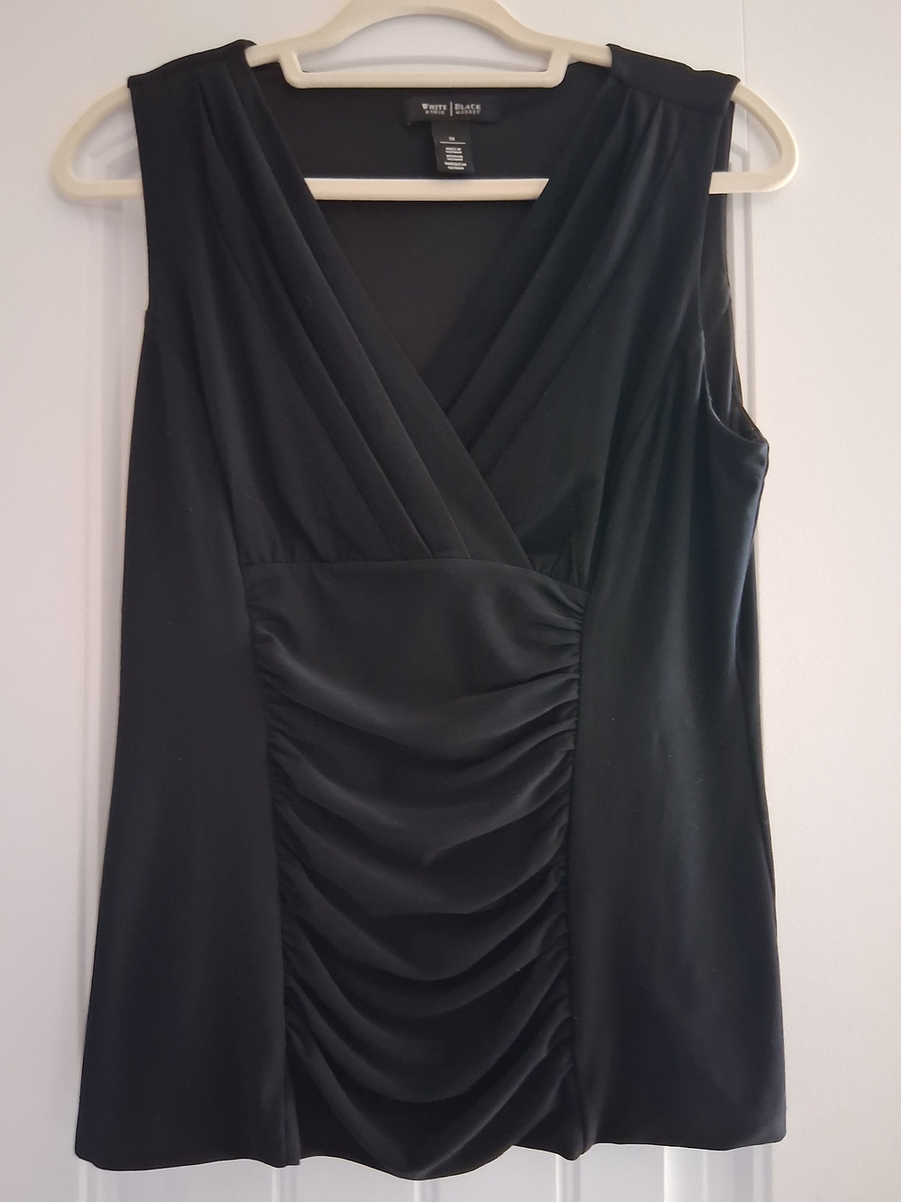 White House Black Market Black Ruched V-Neck Sleeveless Camisole